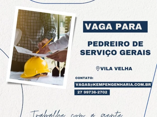 KEMP CONTRATA PEDREIRO DE SERVIÇOS GERAIS