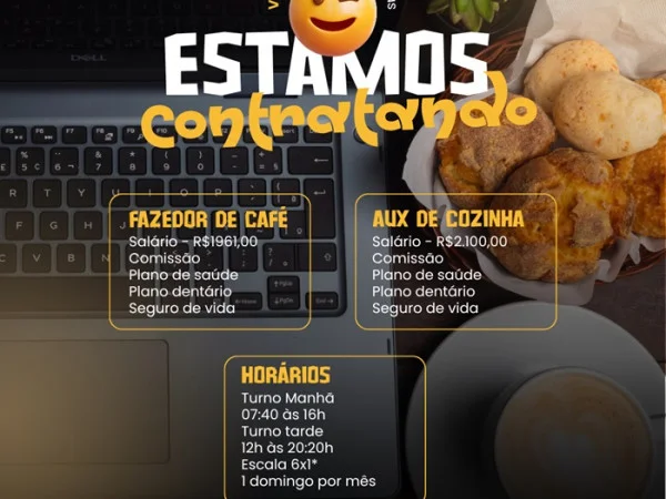 Vagas para Auxiliar de Cozinha e Fazedor de Café
