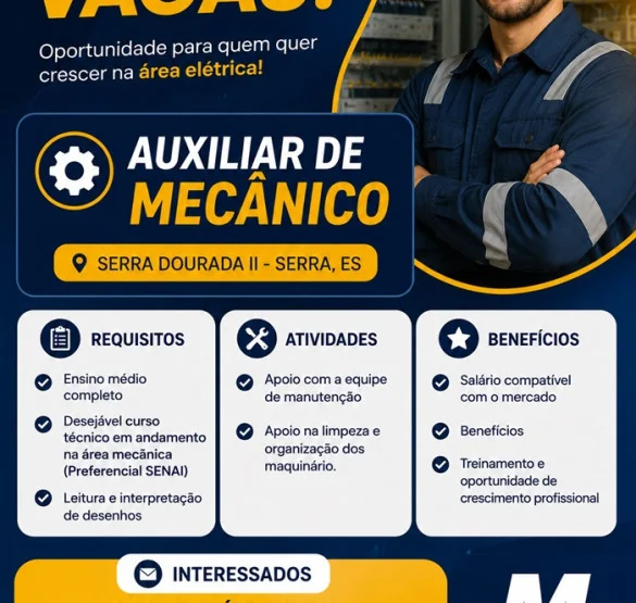 MECATEL CONTRATA AUXILIAR DE MECÂNICO