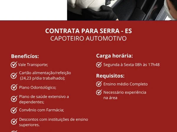 GRUPO PODIUM CONTRATA CAPOTEIRO AUTOMOTIVO