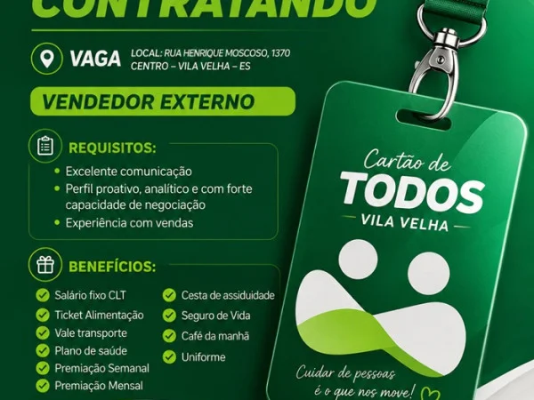 Vaga para Vendedor Externo (Cartão de Todos Vila Velha)