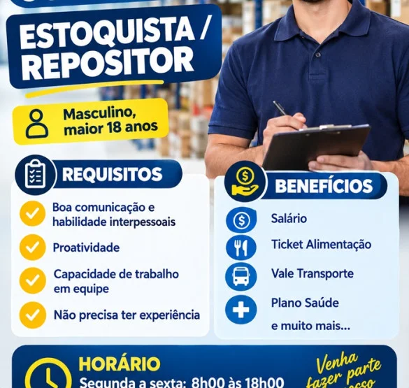 VAGA PARA ESTOQUISTA/REPOSITOR