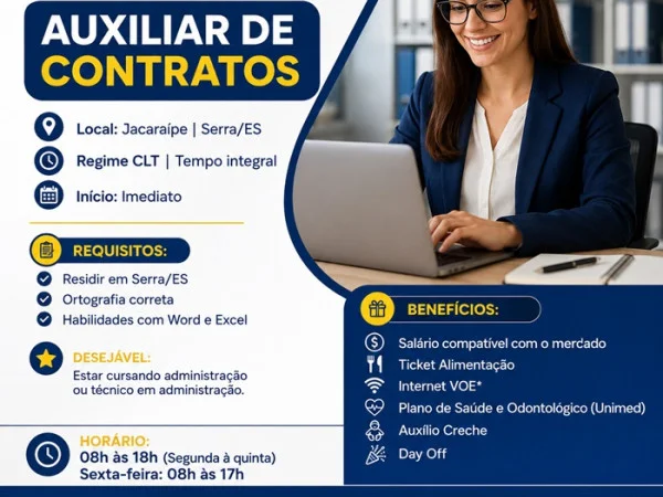 VAGA DE AUXILIAR DE CONTRATOS