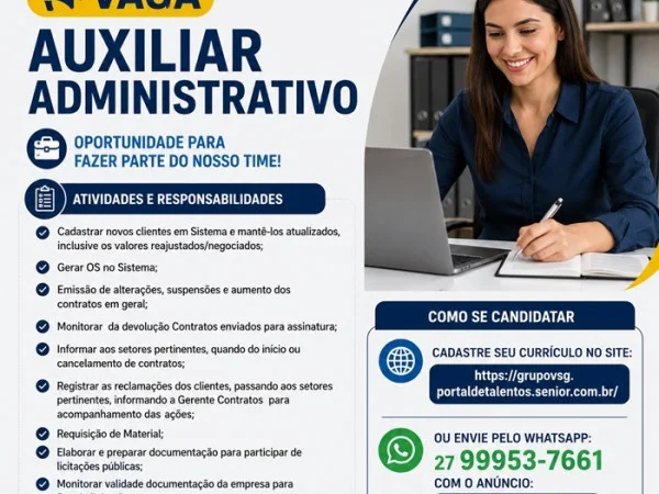VAGA DE AUXILIAR ADMINISTRATIVO