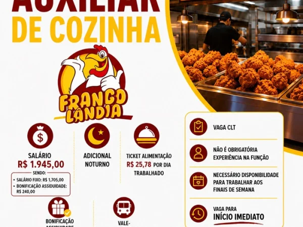 Vaga Aberta para Auxiliar de Cozinha