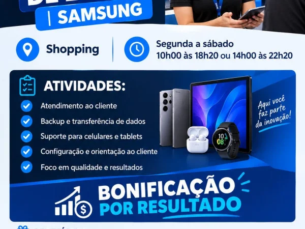 Samsung Smart Center contrata Atendimento de Loja 