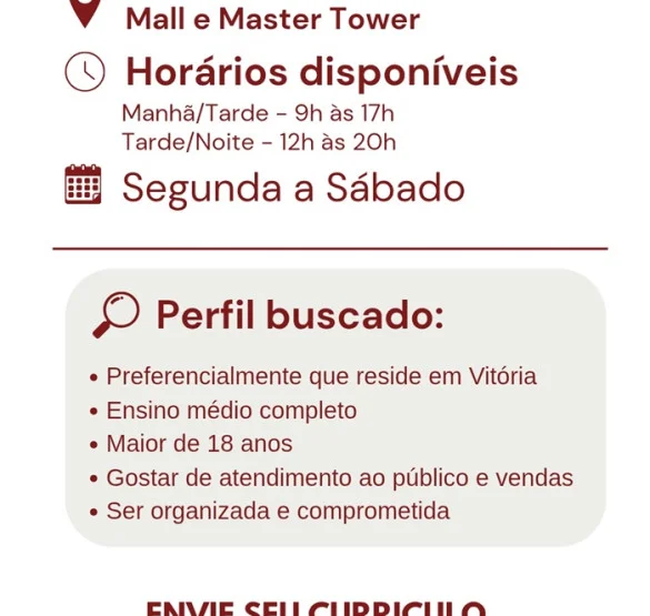 Vaga para Consultor(a) de Vendas – Cacau Show