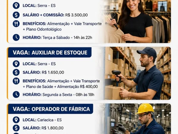 EMPRESAS ABREM VAGAS DE EMPREGO