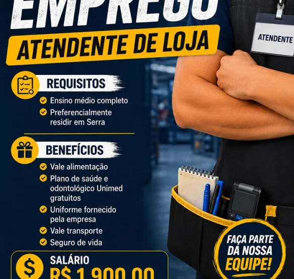 VAGA DE ATENDENTE DE LOJA