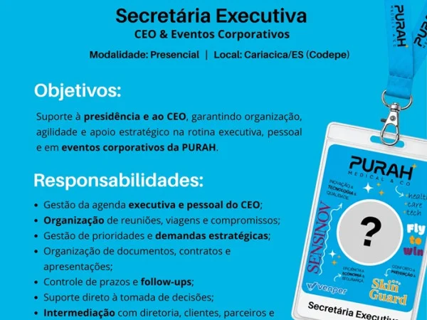 Vaga para Secretária Executiva | CEO & Eventos Corporativos