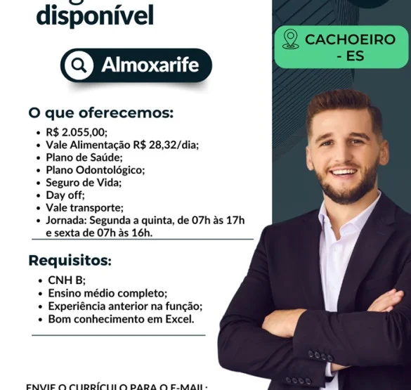 Vaga para Almoxarife | Cachoeiro/ES