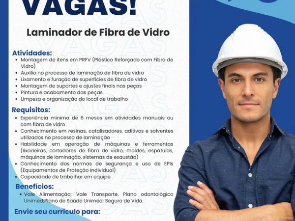 Fluxo Ambiental contrata Laminador de Fibra de Vidro