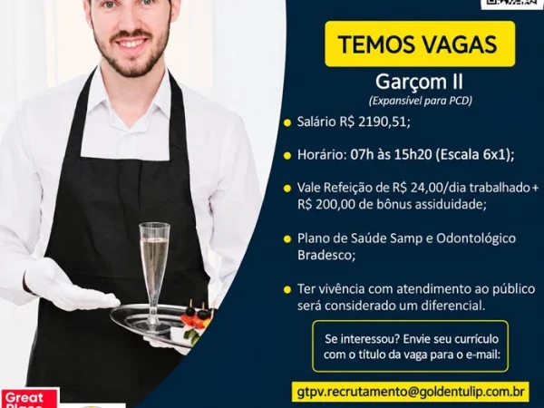GOLDEN TULIP CONTRATA GARÇOM II (Expansível para PCD)