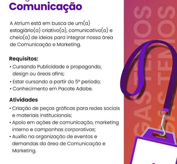 Vaga para Estagiário(a) de Comunicação