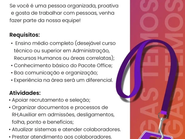 AtriumVix contrata Auxiliar de Recursos Humanos