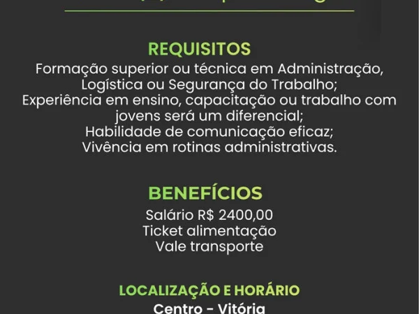 Vaga para Instrutor(a) de Aprendizagem – Vitória - ES