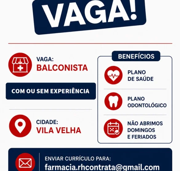 FARMÁCIA CONTRATA BALCONISTA (COM OU SEM EXPERIÊNCIA)