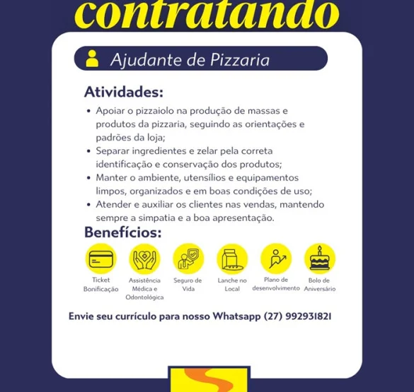 Padaria Monte Libano contrata Ajudante de Pizzaria