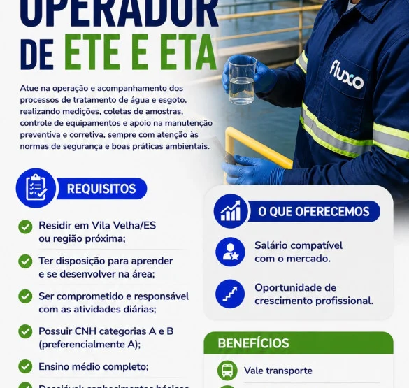 Fluxo Ambiental contrata Operador de ETE e ETA