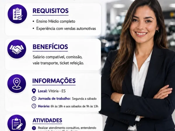 Vaga para Vendedora de Seminovos