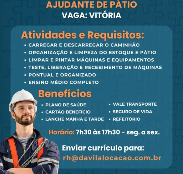 Vaga para Ajudante de Pátio para Vitória