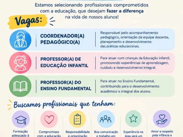 Processo seletivo para coordenador(a) pedagógico(a) e professor(a) de educação infantil