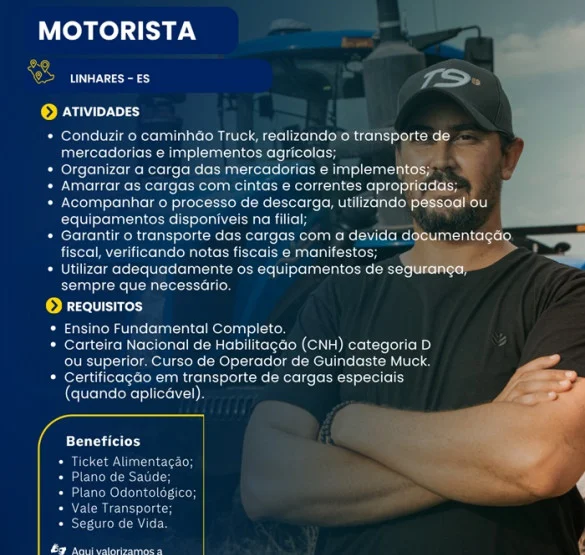 PME Máquinas contrata Motorista