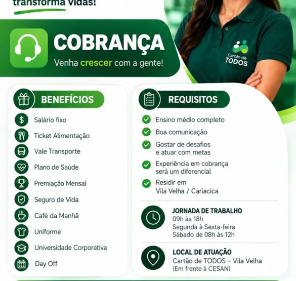 VAGA PARA COBRANÇA