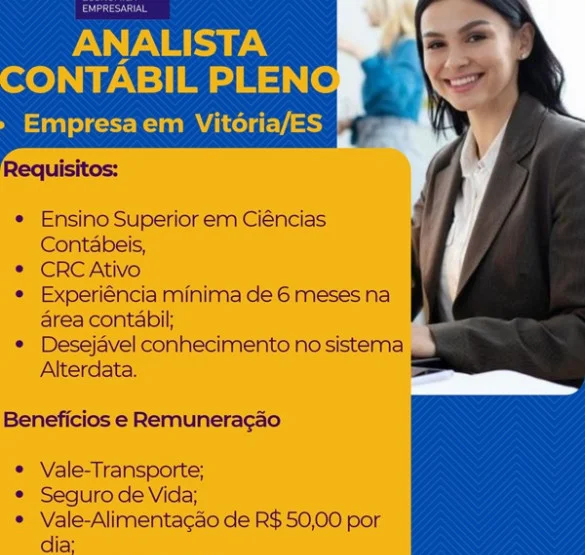 Vaga para Analista Contábil Pleno