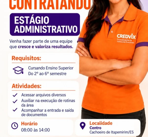  CredVix abre vaga de Estágio Administrativo