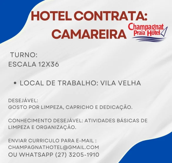 Hotel contata Camareira 