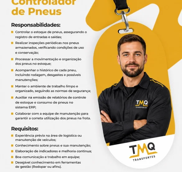 TMQ Transportes contrata Controlador de Pneus