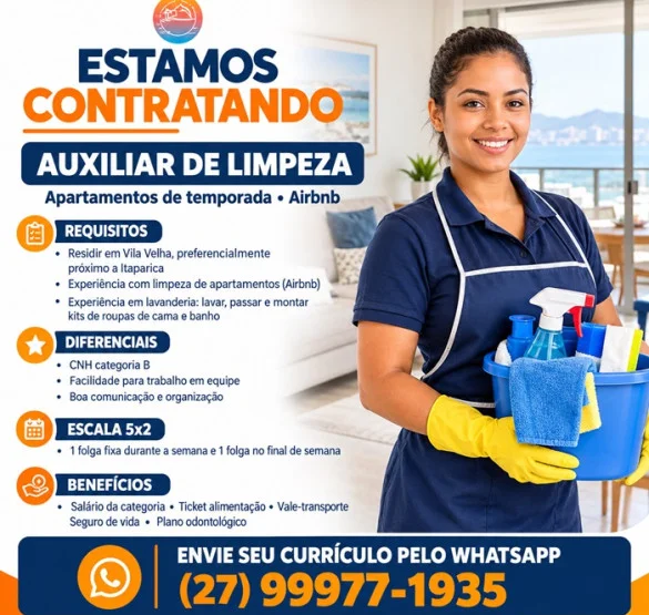 Vagas para Auxiliar de Limpeza