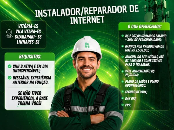 Base Telecom contrata Instalador/Reparador de Internet