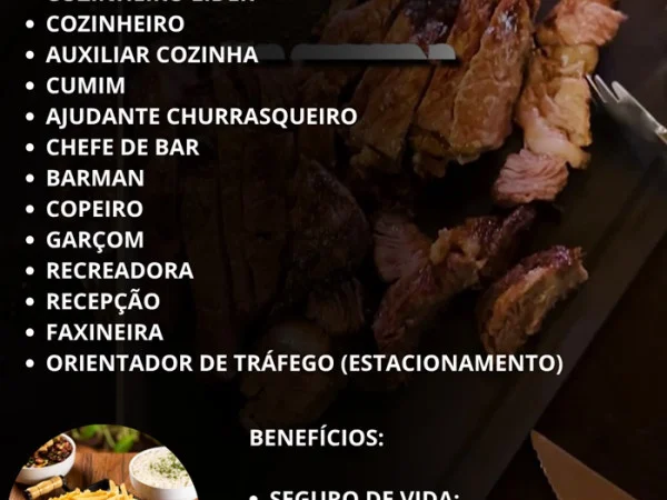BACANA DE VILA VELHA ABRE DIVERSAS VAGAS DE EMPREGO