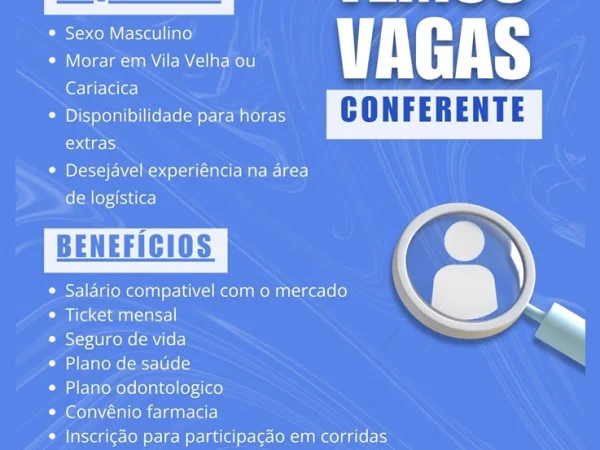 Vaga para Conferente (Masculino)