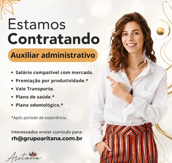 Aritana contrata Auxiliar administrativo