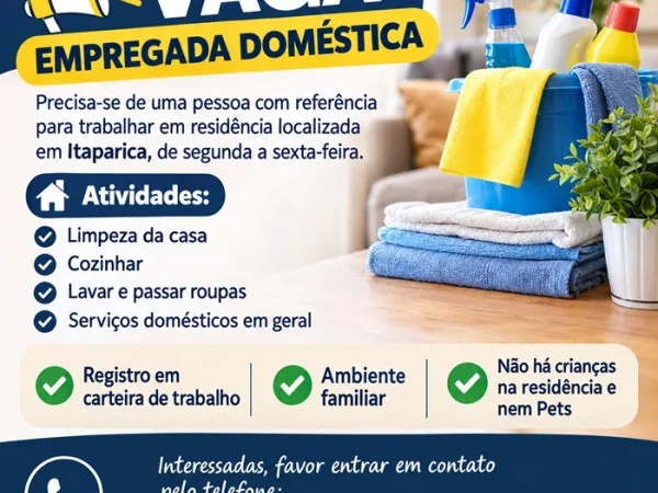 VAGA – EMPREGADA DOMÉSTICA