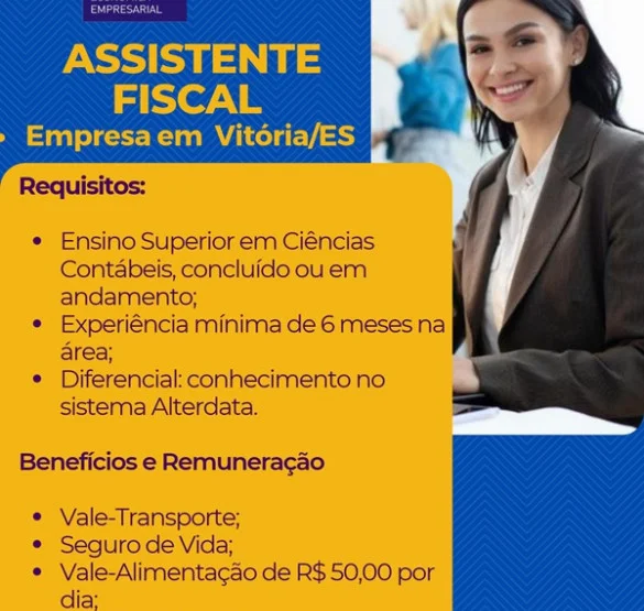 Vaga para Assistente Fiscal