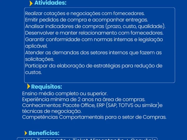 VAGA PARA COMPRADOR(A)
