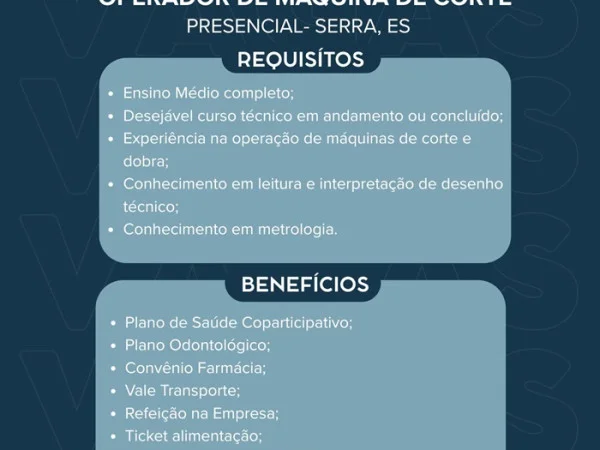 DIAÇO contrata Operador de Máquina de Corte