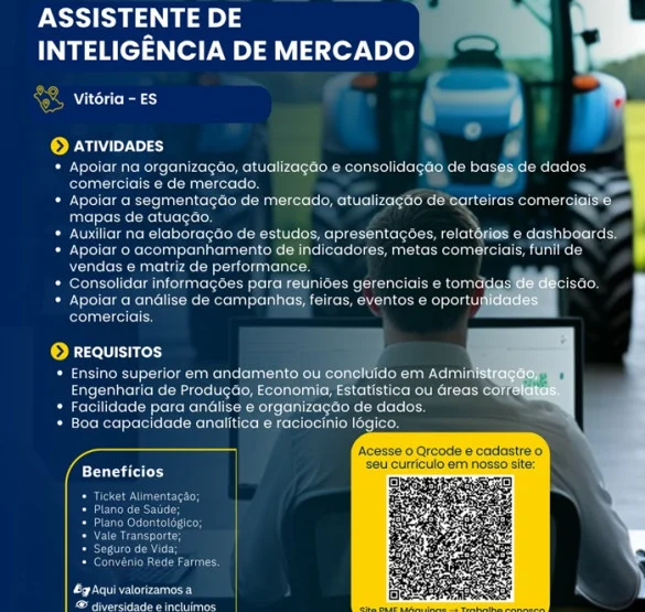 PME Máquinas contrata Assistente de Inteligência de Mercado
