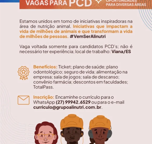 Grupo Alinutri abre Vagas para PCD (Diversas Áreas)