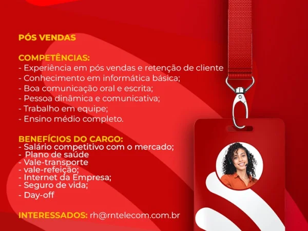 RN Telecom contrata Pós Vendas