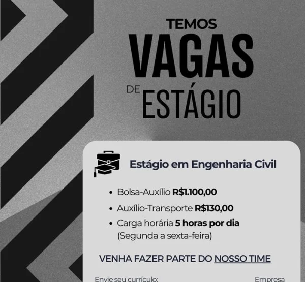 Vaga aberta para Estágio em Engenharia Civil