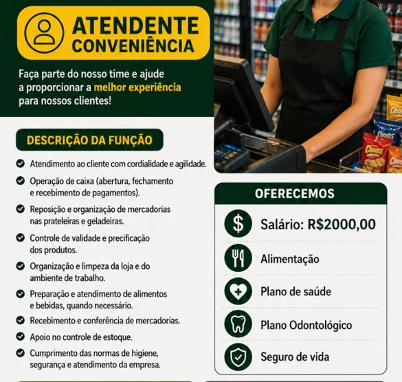 VAGA PARA ATENDENTE CONVENIÊNCIA