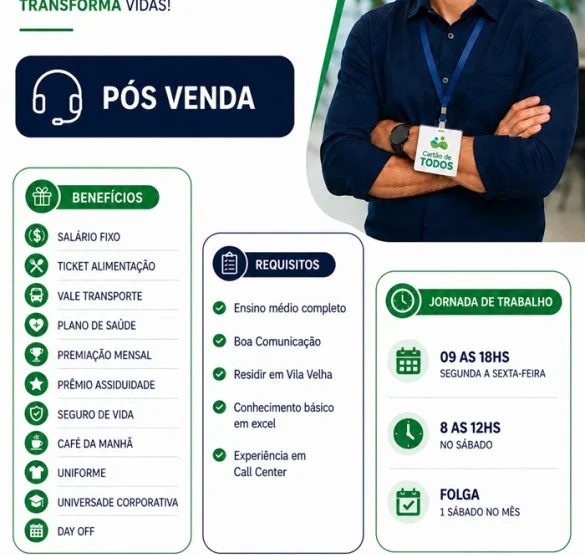 VAGA PARA PÓS VENDA