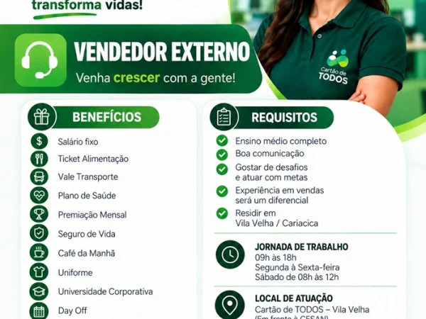 VAGA PARA VENDEDOR EXTERNO