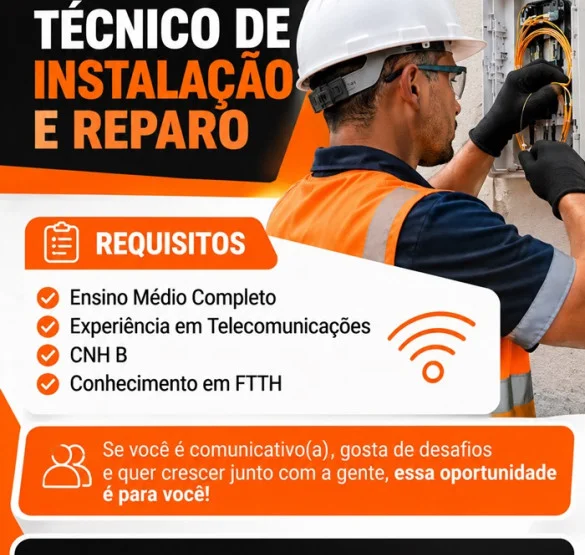 Vaga para Técnico de Instalação e Reparo | São Mateus/ES