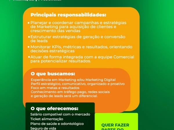 Consiga contrata Coordenador(a) de Marketing